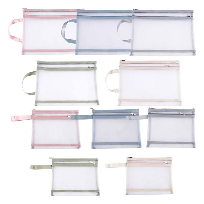 

A53M New 10 Pack Colored Double-Layer Mesh Zipper Pouch Bags, Building Block Sets Toy Storage & Organization 5Pcs A4+5Pcs A5 Eas