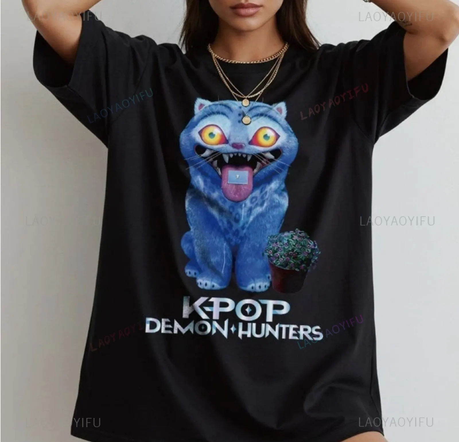 

Kpop Demon Hunters Graphic T Shirts Derpy Man Summer Cotton Shirt Huntrix Funny K-Pop Fan Tee with Vaporw Clothes for Women