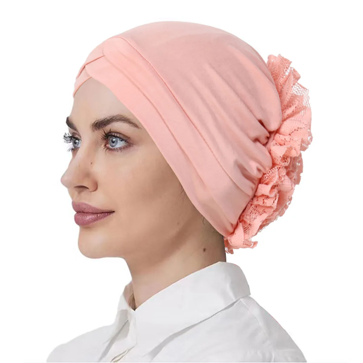 Bufanda interior de flores para Mujer musulmana, gorro de quimio, Hijab cruzado para la frente, pañuelo para la cabeza para pérdida de cabello, 2024