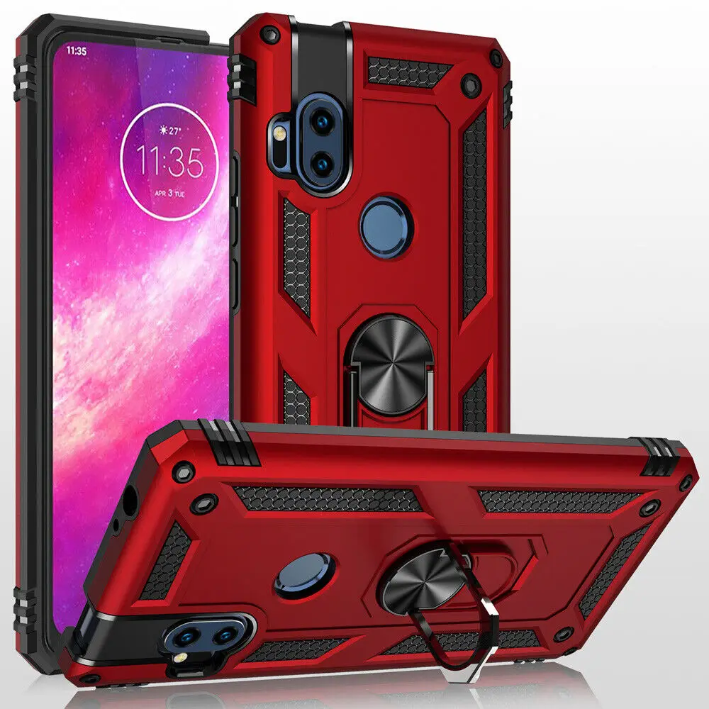 Mobile phone case magnetic ring for Motorola Moto One Hyper/Motorola One Ace 5G Shockproof Armor Stand Cover+Tempered Glass