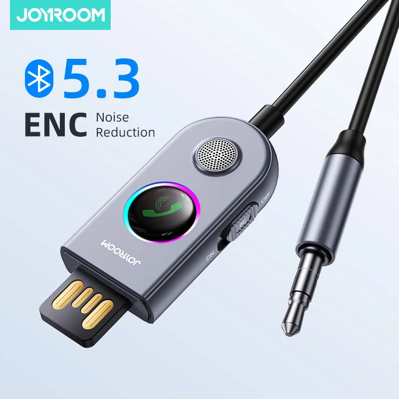 Joyroom 차량용 무선 블루투스 리시버, 블루투스 Aux 어댑터 향상, USB 3.5mm 잭, 오디오 음악 마이크, 핸즈프리 키트, 자동차 리시버