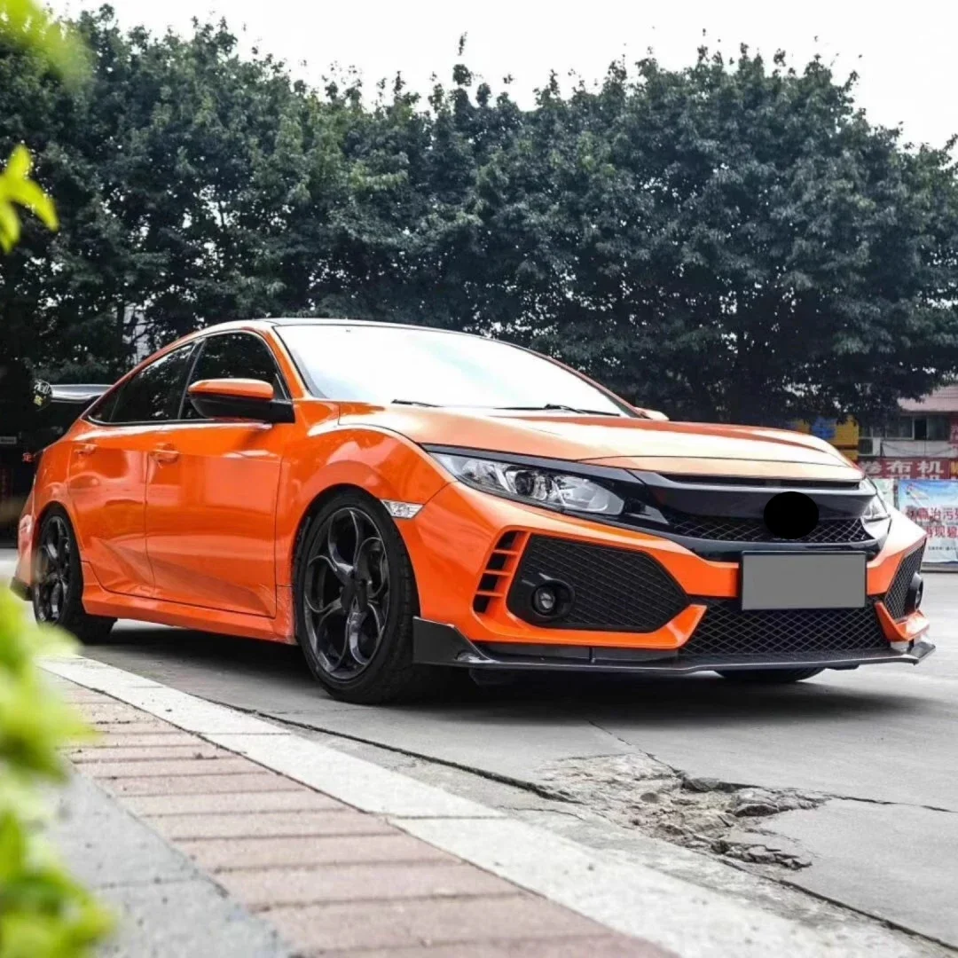 26style body kit Front Rear bumper grill mask For Honda civic 10th convert TYPER style side skirt engine hood tail throat fender