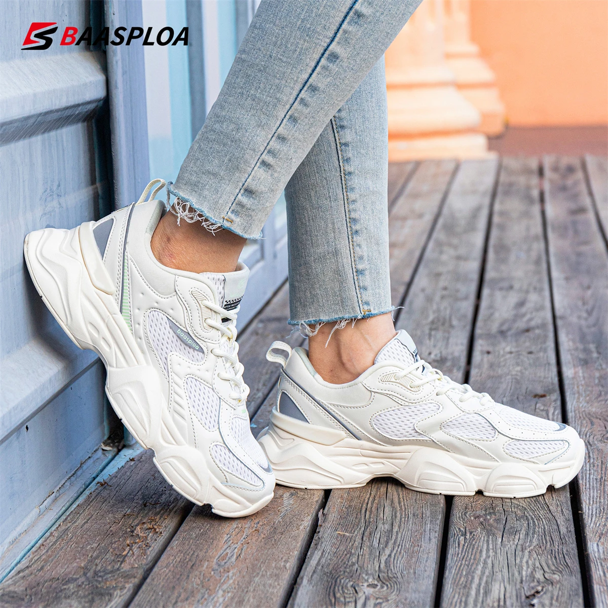 Baasploa New Women Sport Shoes Breathable Running Shoes for Women Fashion Comfort Casual Sneakers Non-Slip Height Increasing