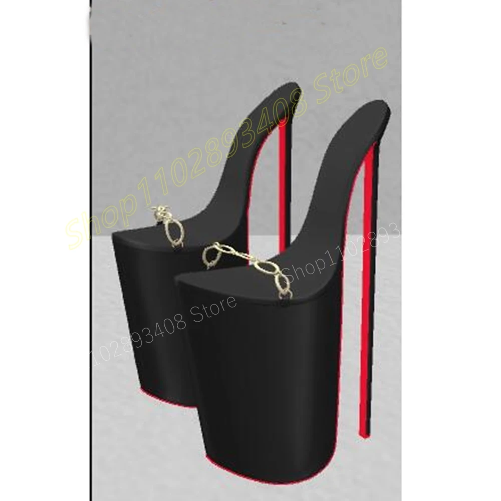 Metal Chain Decor Open Toe Slippers Waterproof Stiletto High Heel Pole Dance Fashion Sexy Women Shoes 2024 Zapatos Para Mujere