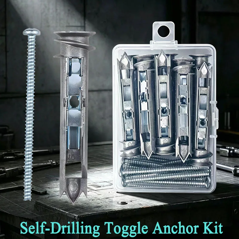 Heavy Duty Drywall Anchors and Screws Kit Self-Drilling Toggle Anchors & Screws Durable Zinc Wall Anchors for Hanging & Mounting