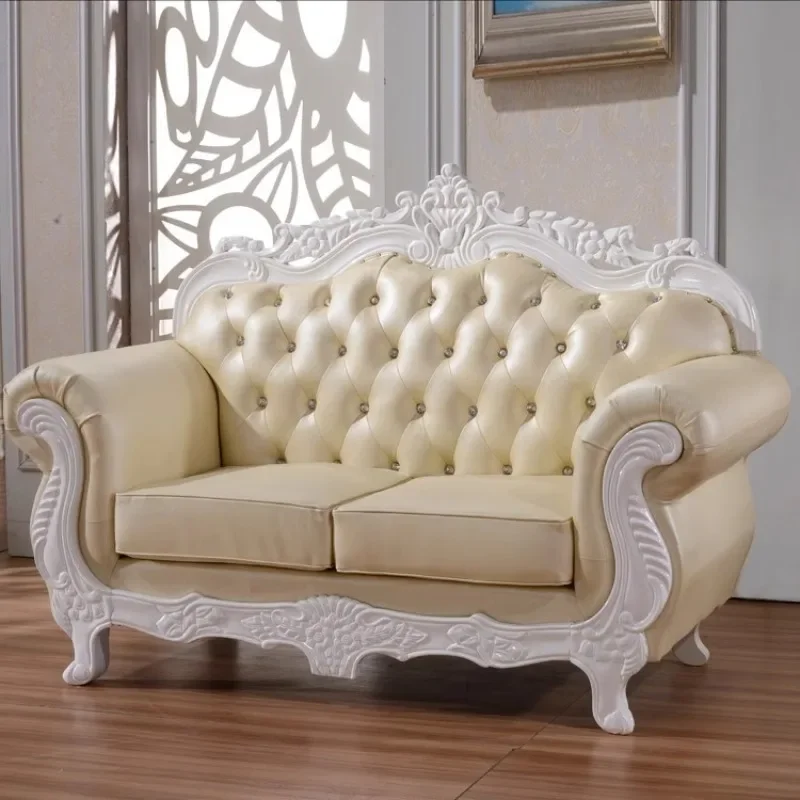 European light luxury leather sofa combination villa living room leather high elastic sponge seat bag sofa first layer cowhide