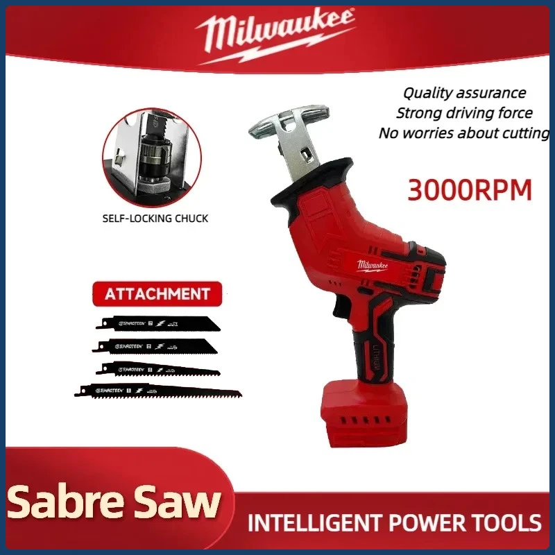 

Milwaukee Беспроводная электрическая сабельная пила, пила для резки деревянных металлических труб, электрическая режущая пила, инструмент для батареи 18 В
