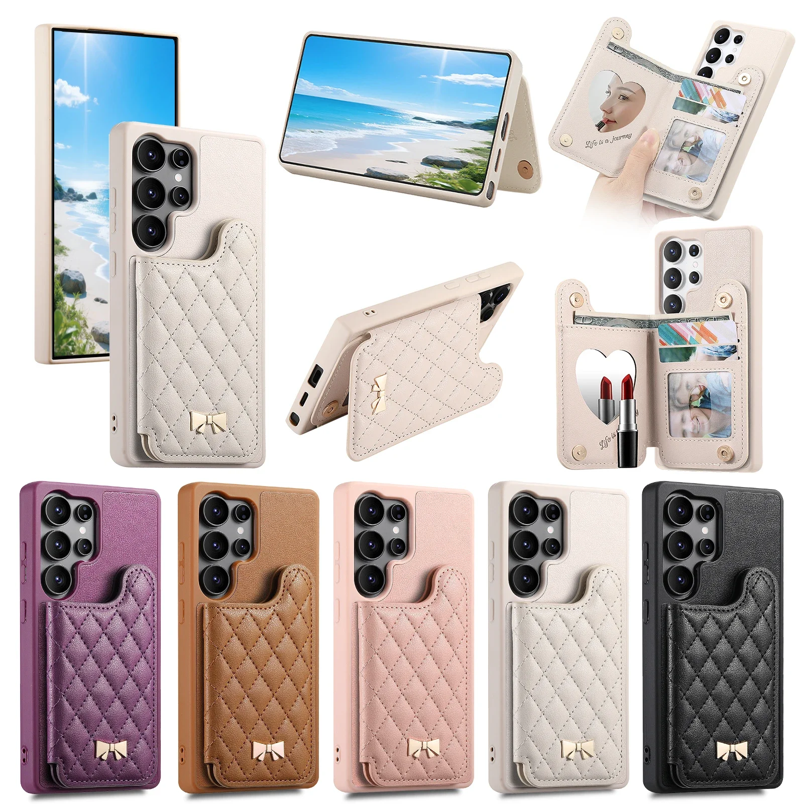 Brieftasche Kartensteckplatz Flip Leder Handyhülle für Samsung S25 Edge Ultra S24 Plus Cover Galaxy A56 A55 A54 A36 A35 A06 A15 A16 A25 5G