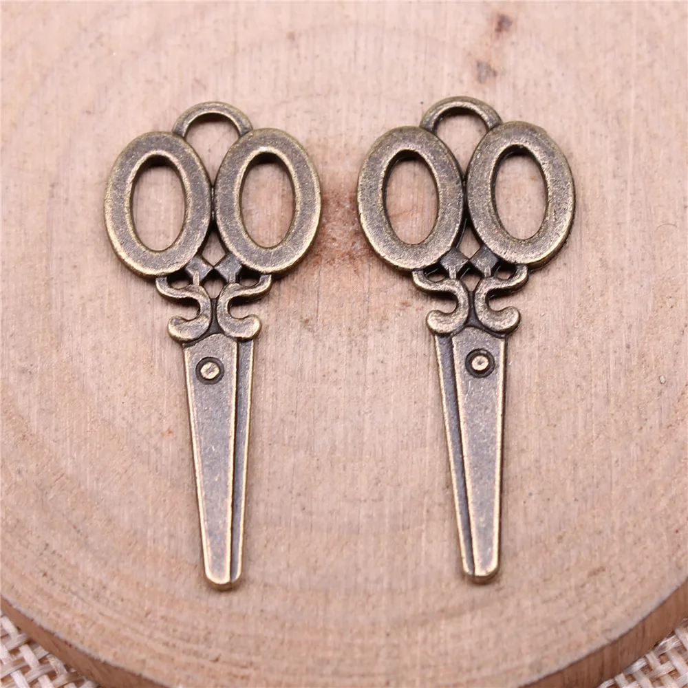 10pcs 34x15mm 2 Colors Antique Silver Color Antique Bronze Color Scissors Charms Handmade Jewelry Making Accessories