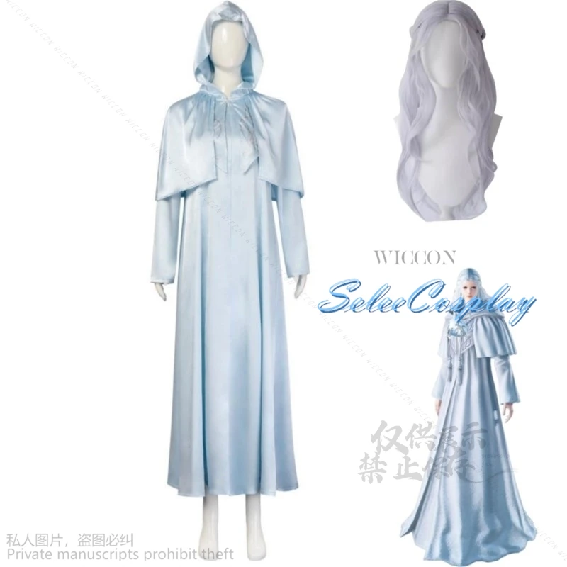 

Anime Game Final Fantasy Lolita Endwalker Hydaelyn Cosplay Costume Venat Wig Blue Hooded Cloak Dress Man Woman Halloween Suit