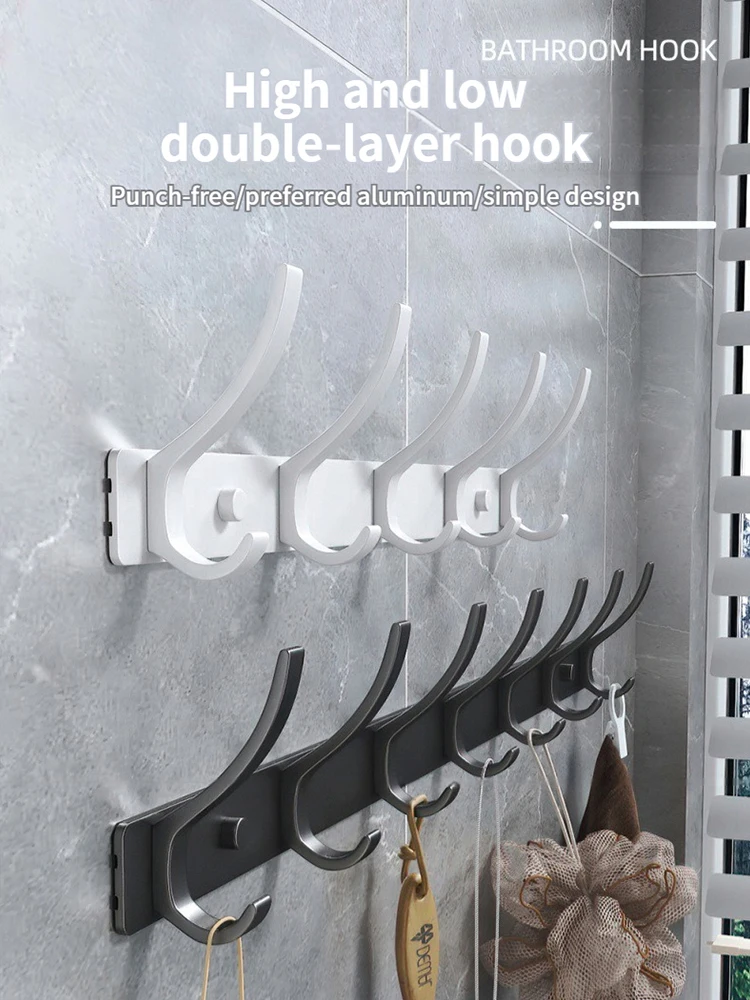 

no drill Door Behind Hook Storage Wall Hanging Clothes Hanger Coat Hook Punch-free Hanger Bedroom Organizer Storage Kitchen Acce