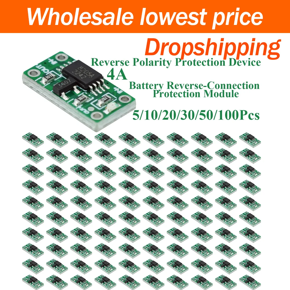 5~100Pcs Battery Reverse Connection Protection Module 3.7V 5V 7.4V 12V 4A Anti‑Reverse Polarity Power Protector Terminal
