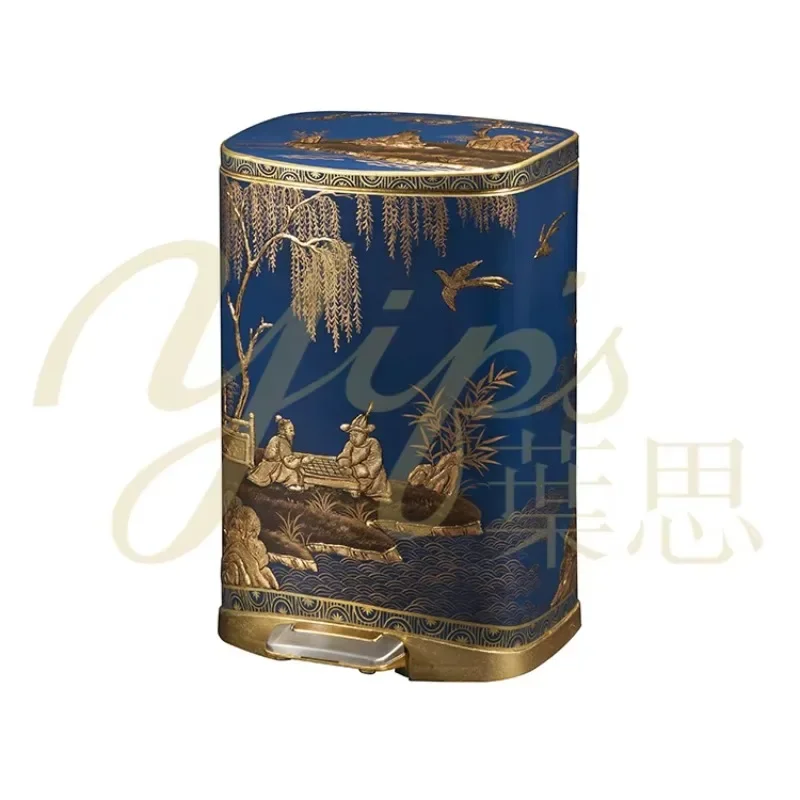 Yips LD-1703-1575 Chinoiseries Style Hand Painted Chinoiseries Pattern Luxury Home Decoration Trash Can Dustbin