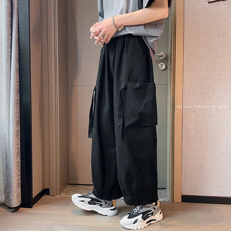 

Japanese Korean Fashion Cargo Sports Pants For Men Spring Summer Thin Wide Leg Pants Straight Loose Casual Pants Men Clothing
