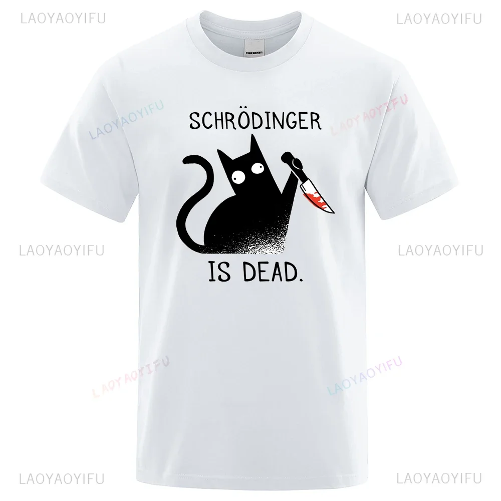 

Black Cat Schrodinger Is Dead Anime Tshirts Letter Printed Men Women T-Shirt Hip Hop Loose Tee Clothes Fashion Casual Tops