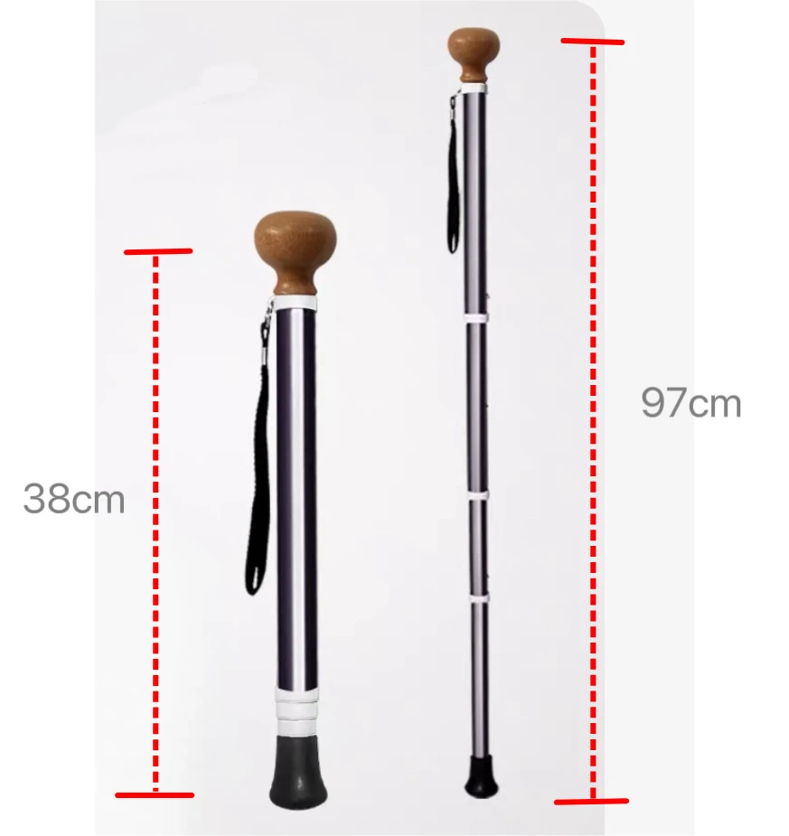 

Wood Handle Cane Collaspsible Walking Crutch Retractable Trekking Pole Aluminum Alloy Extendable Personal Defense Canes Poles