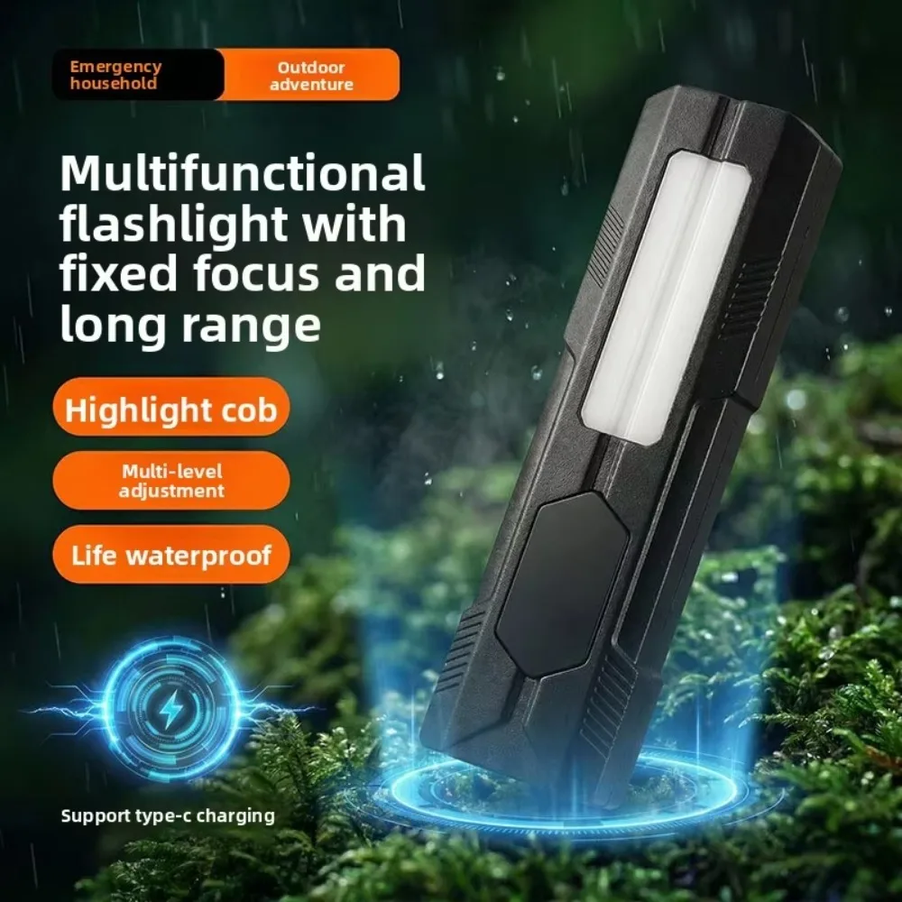 Rechargeable COB LED Work Light with Digital Power Display Magnetic Portable UV Detection Torch for Car Repair Camping Emergency