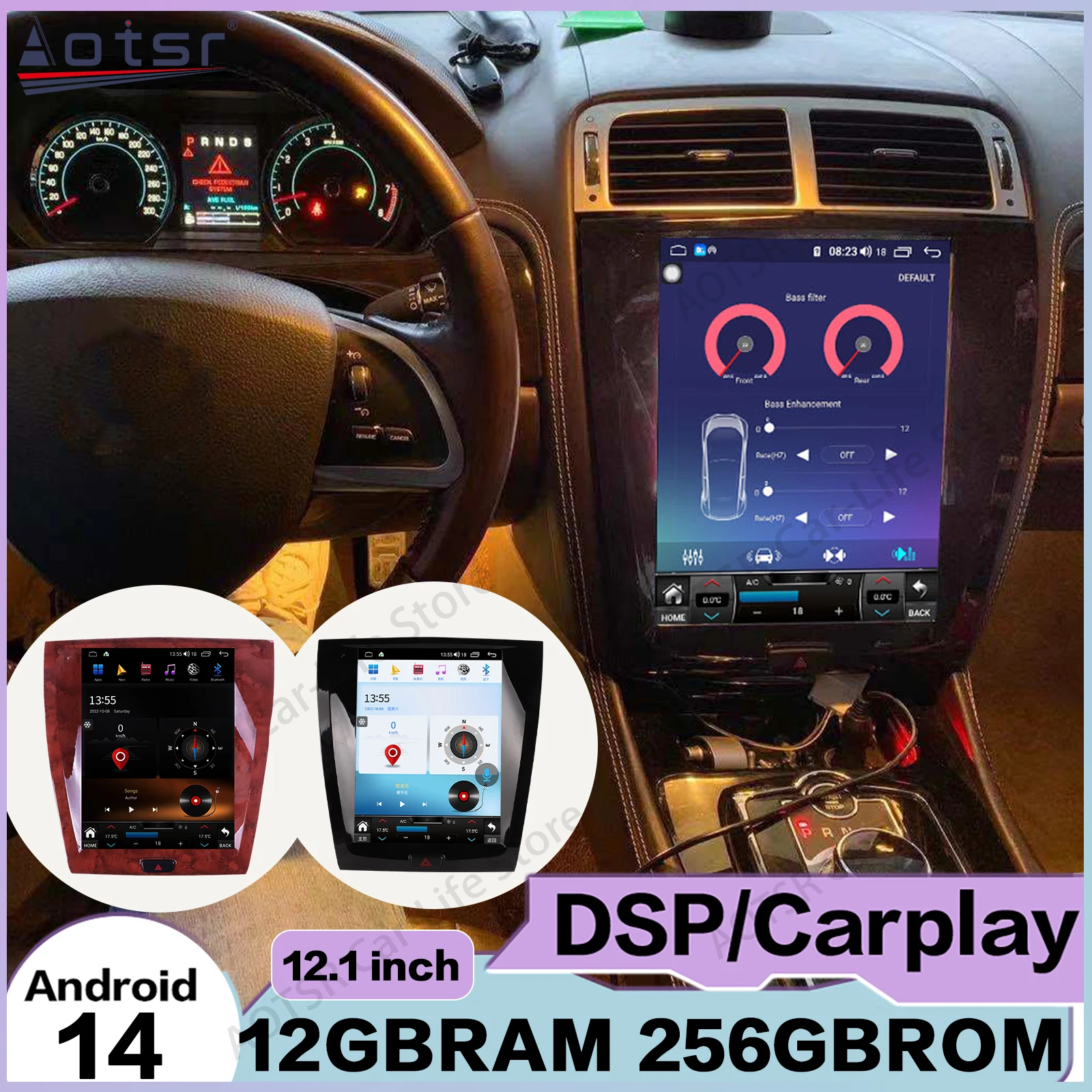 256G Tesa- Screen Android 14 Multimedia Player For Jaguar XK XKR S XKR-S 2007 2008 2009 2010 2011 GPS Navigation Radio Head Unit