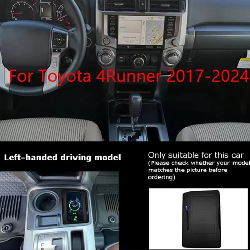 Super Promoção para Toyota 4Runner 2017-2024: Carregador Sem Fio para Carro, Suporte para Telefone, Console Central, Acessórios 