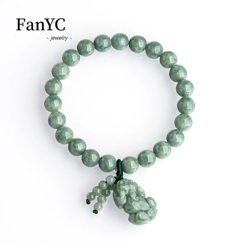 

Myanmar A-goods Jade Brave Bracelet Hand-carved Fashion Charm Bean Seed Jade String Men's and Women's Holiday Gifts