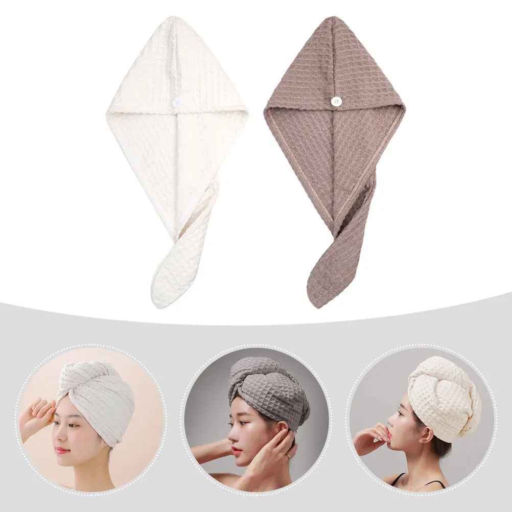 2 قطعة قبعات تجفيف الشعر لينة ماصة للماء يلتف التجفيف السريع أداة الشعر لصالون تجميل ساونا قبعة دش مرنة