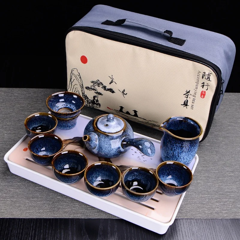 Knife Change Ceramic Travel Tea Set Portable Car-mounted Accompany Package Tea Set Business Gift Unique Designer Teaware Teapot