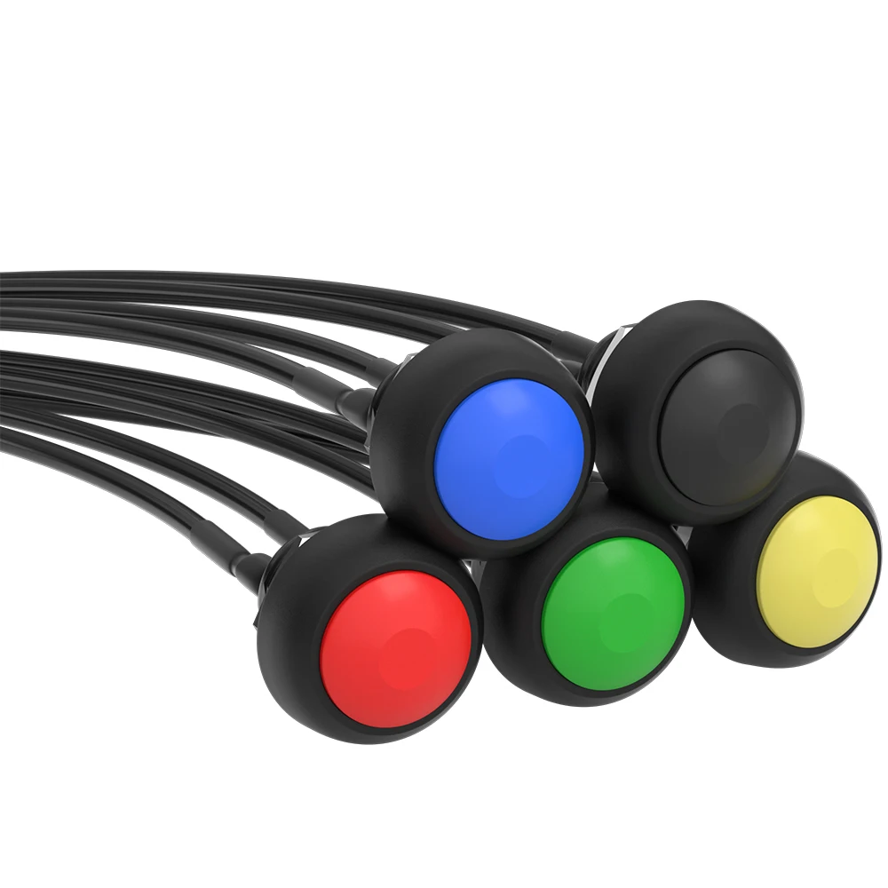 5 SZTUK 12mm Chwilowy przełącznik przyciskowy On Off Mini okrągły przełącznik Wodoodporny PBS-33B 3A 125V AC z wstępnie lutowanym przewodem do samochodu