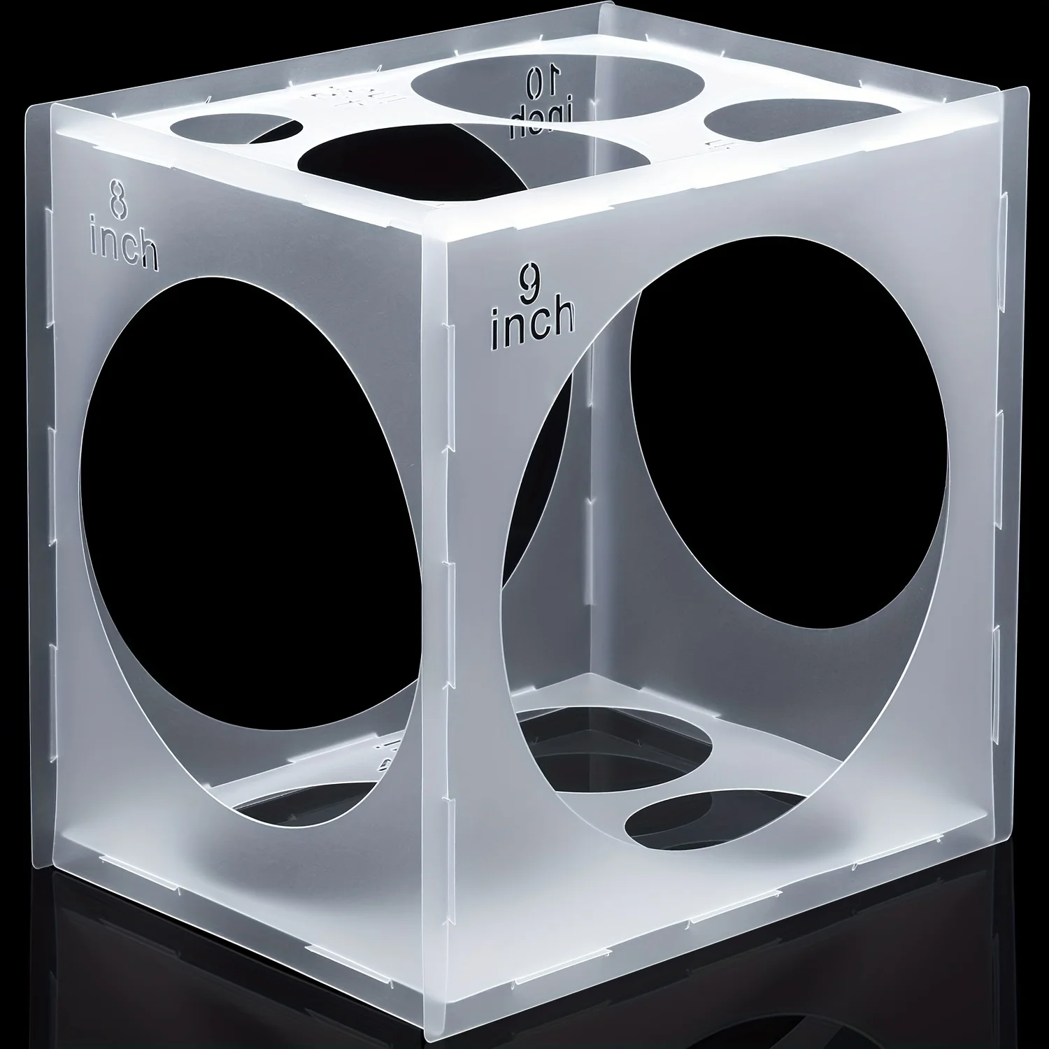Caja de plástico plegable para medir globos, herramienta para decoraciones de fiesta de cumpleaños y boda, 11 agujeros, 1 unidad