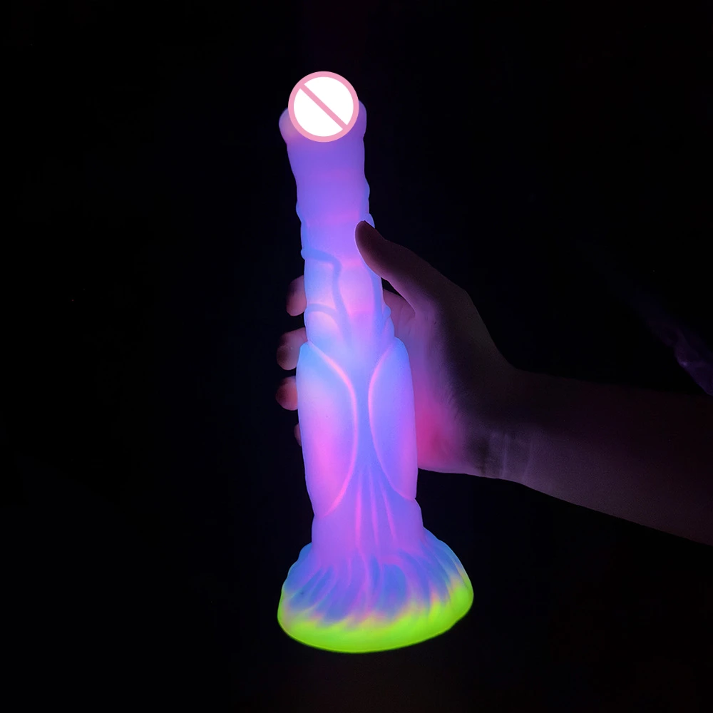 สีสัน Glow-in-the-dark ซิลิโคน Dildo Anal Sex ของเล่นชายและหญิง Masturbators Anal Dilator นวดผู้ใหญ่เพศเร้าอารมณ์ของเล่น