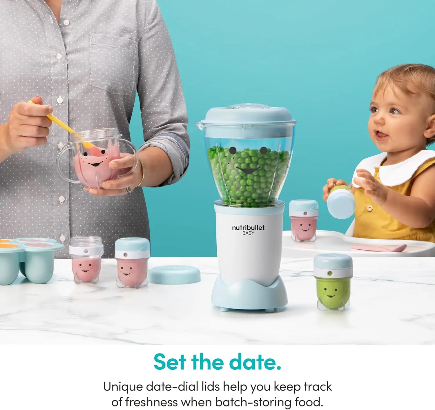 Baby Complete Food-Making System, 32-Oz, White, Blue, Clear