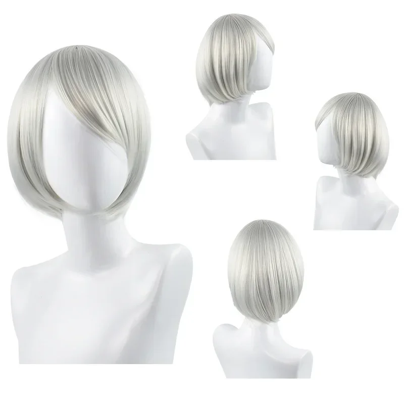 NieR: Automata 2B 9S Anime Cos Wig Silver Grey Short Straight Cosplay Synthetic Wig YoRHa No.9 Model S Wig