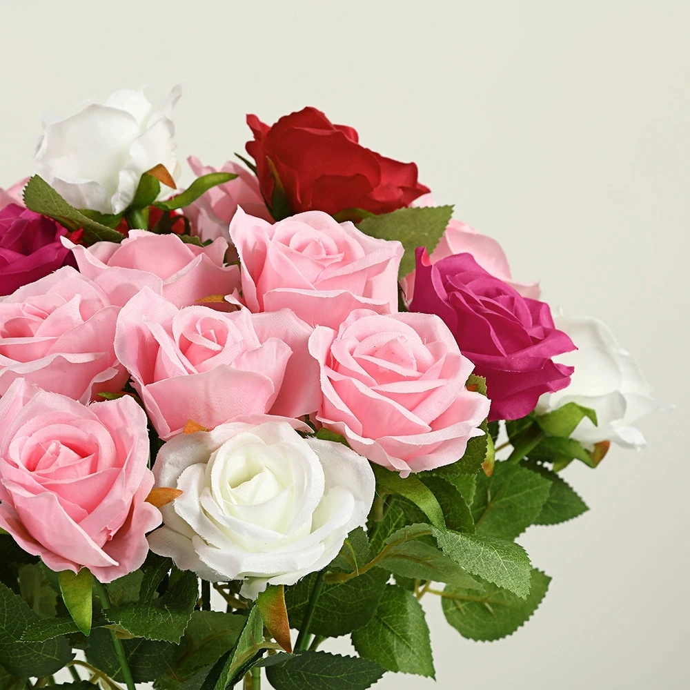 10 buah Buket Mawar Buatan Realistis untuk Pernikahan, Ulang Tahun, dan Lainnya untuk Rangkaian Bunga dan Dekorasi Rumah