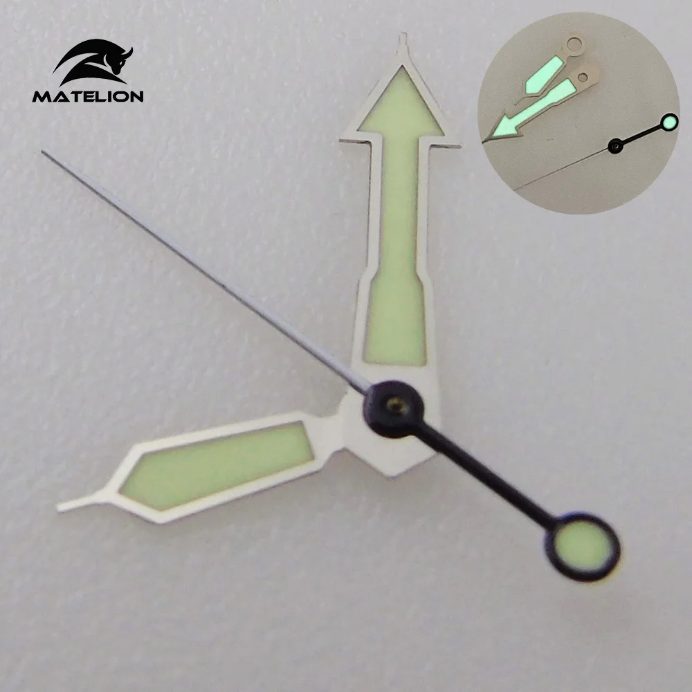 MATELION C3 Super Lume Green Luminous Silver Green Watch Hands Spare Parts Fit NH35 NH36 NH38 NH70 NH72 Movement Accessories