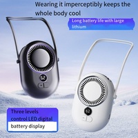 Portable Hanging Neck Fan Mini Digital Display Bladeless Cooling Waist Fans with Colorful Light Rechargeable Sports Cooler Fan