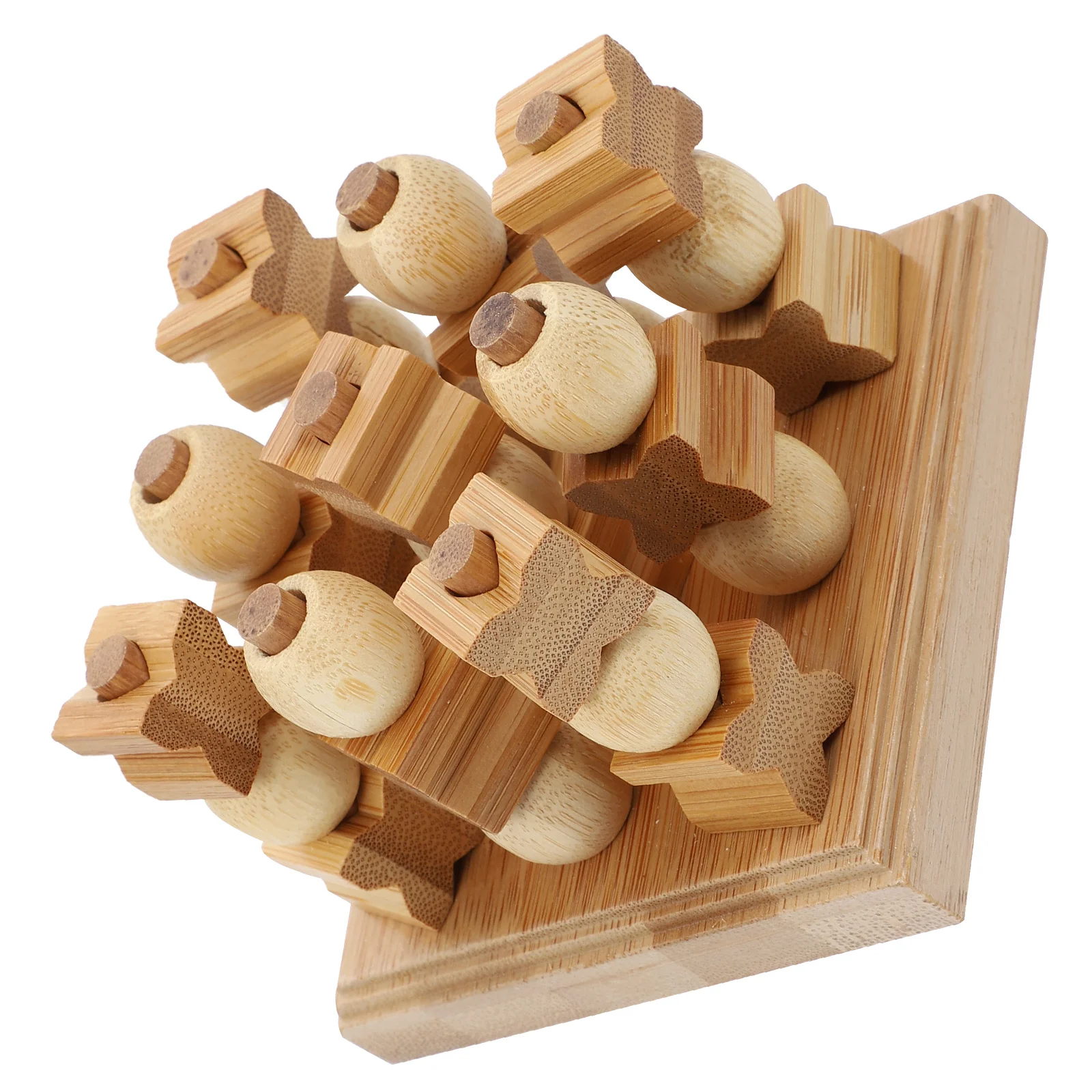 1 pz 3D Tictactoe Gioco educativo di scacchi Marrone chiaro Durevole Sicuro Gioco di allenamento creativo per l'intelligenza