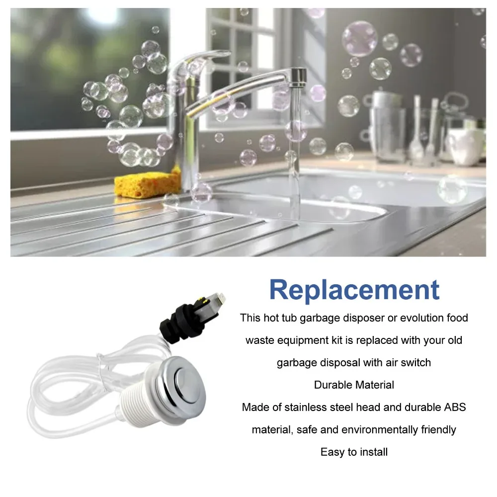 Modern ABS and Stainless Steel Air Switch Kit White Push Button Garbage Disposal Switch Air Button Switch For Bathtub