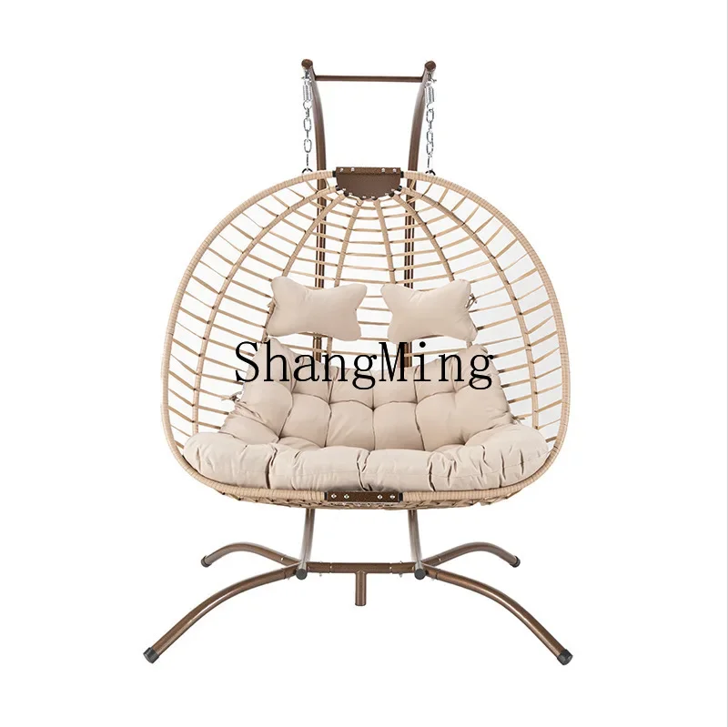 FG good-looking Factory Outdoor Single Rattan Hanging Basket Double Hanging Chair Balcony Courtyard B & B Leisure Swing