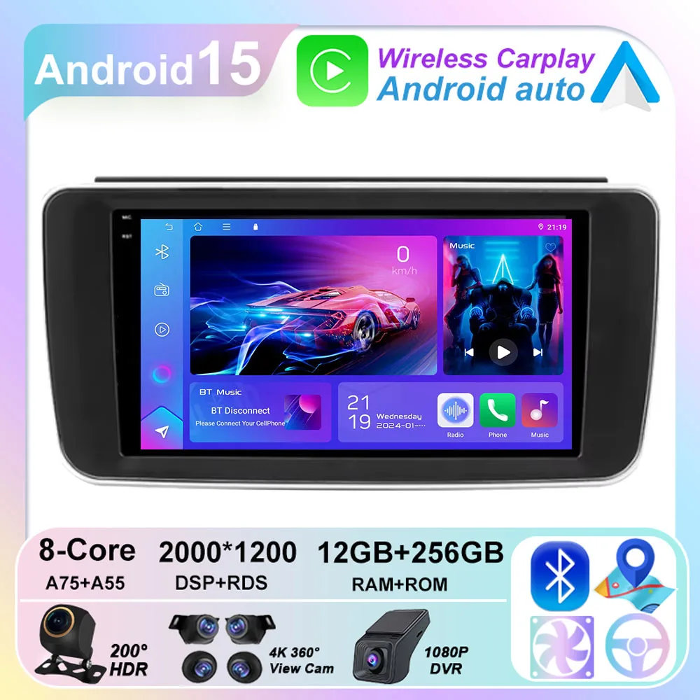 Car Android 15 Carplay For Nissan Leaf ZE1 2017 - 2024 Android Auto Radio Stereo GPS Navigation Multimedia Player NO 2din DVD BT
