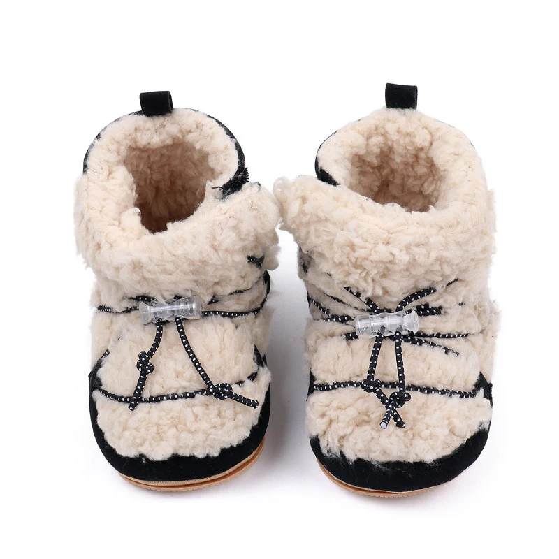 EWODOS Newborn Baby Girls Snow Boots Coral Fleece Winter Warm Ankle Boots Toddler Baby's Anti-slip Walking Shoes Baby Shoes