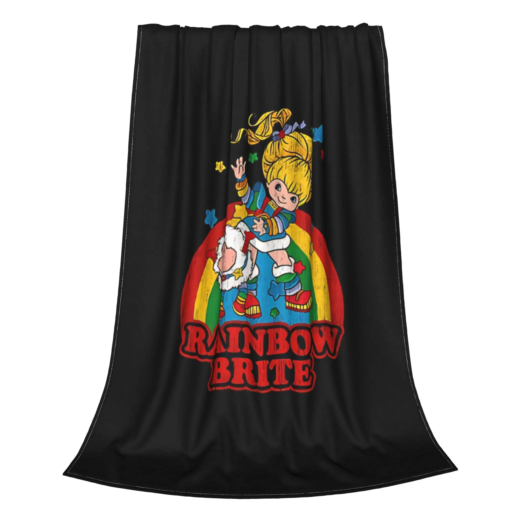 1PC Home Cutecore Vintage Colorful R-Rainbow Brite Blanket Super Cosy Plush Home Living Room Sofa Halloween