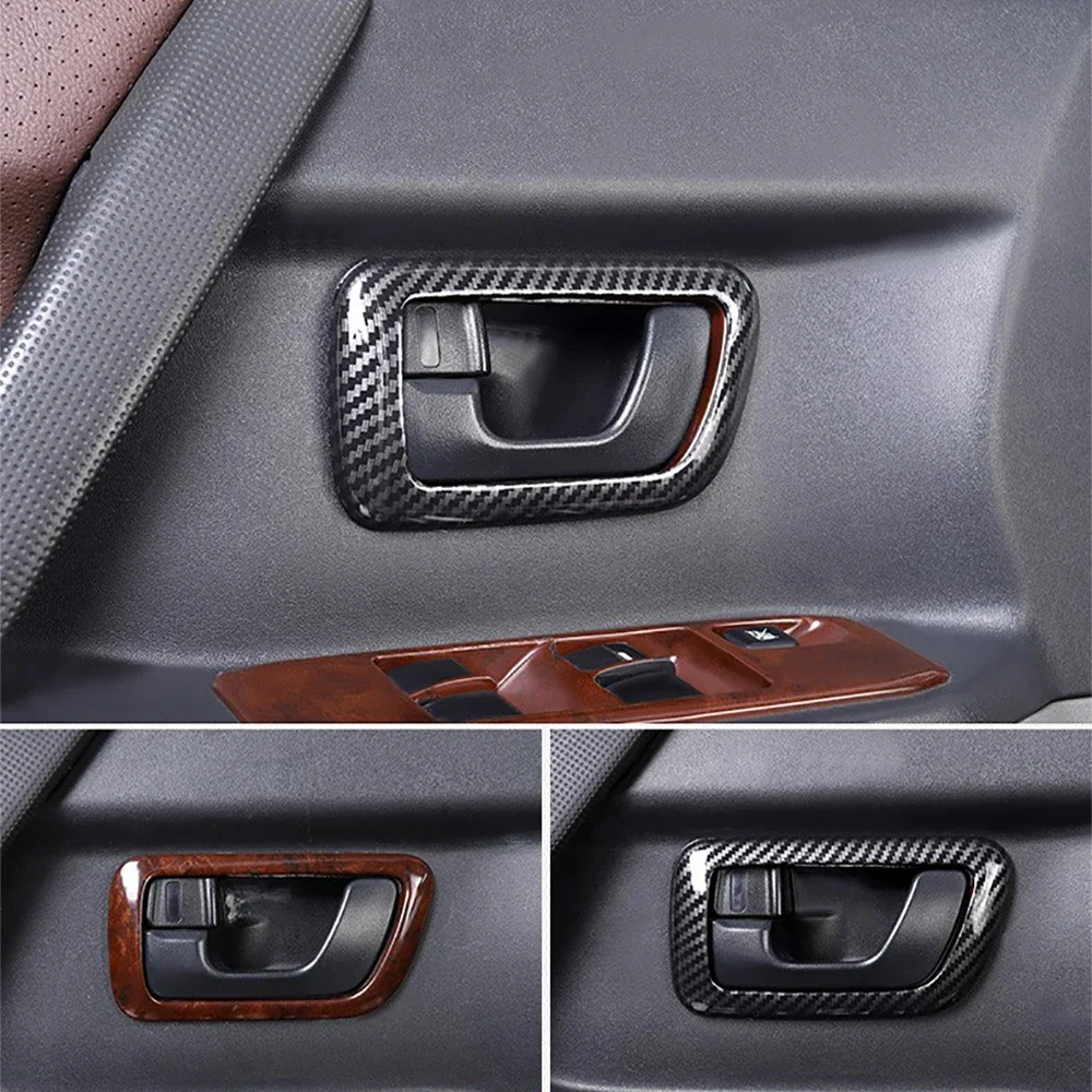 4Pcs Carbon Fiber Color Door Handle Cover Bowl Panle For Mitsubishi Pejero V73 V75 V77 ABS Car Styling Accessories