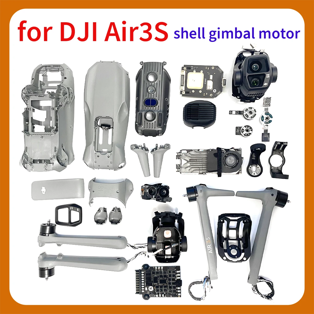 Original AIR 3S Drohnen-Ersatzteile, obere mittlere untere Schale, Gimbal-Yaw-Motor, Halterung, Arm, PTZ ESC GPS-Kabel, für DJI Air3s