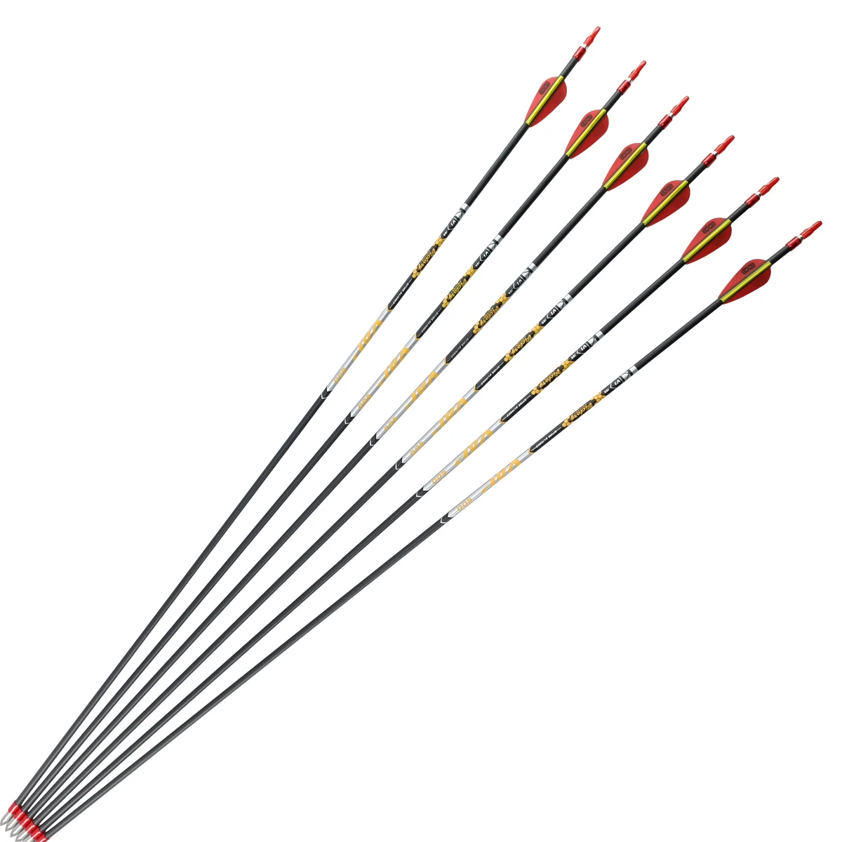 Archery Pure Carbon Arrows Shaft Spine300/400/500/600/700/800/900 ID4.2mm Recurve Bow and Arrows Hunting Shooting