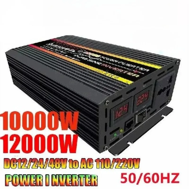12000W Pure Sine Wave Voltage Transformer DC12V To 220V Power Inverter With Controller Digital Display For Car Home Outdoor Use
