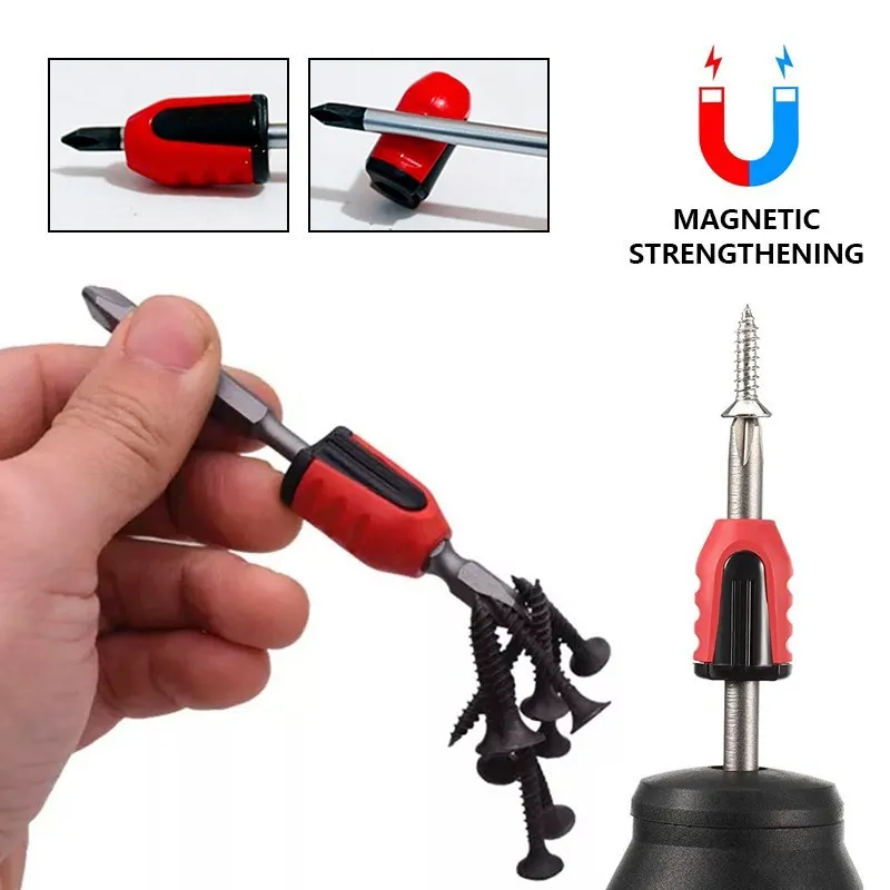 CMCP Screwdriver Bit 1/4\'\' Shank Magnetic Ring Screw Driver Plastic 2 in 1 Strong Magnetizer Demagnetizer for Electric Screw Bit