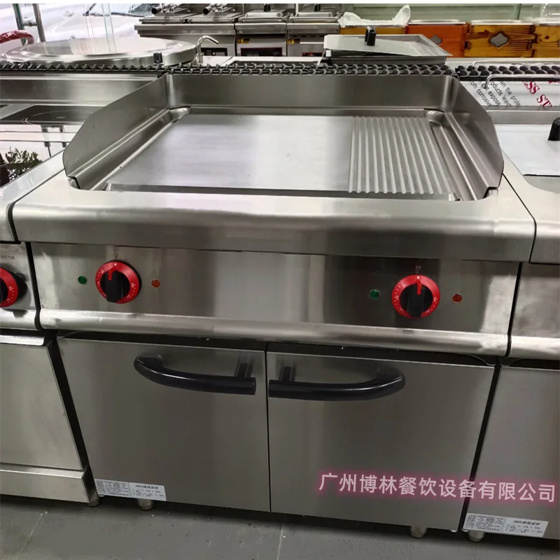 CX Vertical Luxury Half-Flat Semi-Pit-Type Electric Grill with Counter Stand, Commercial Steak Cabinet Snack Machine