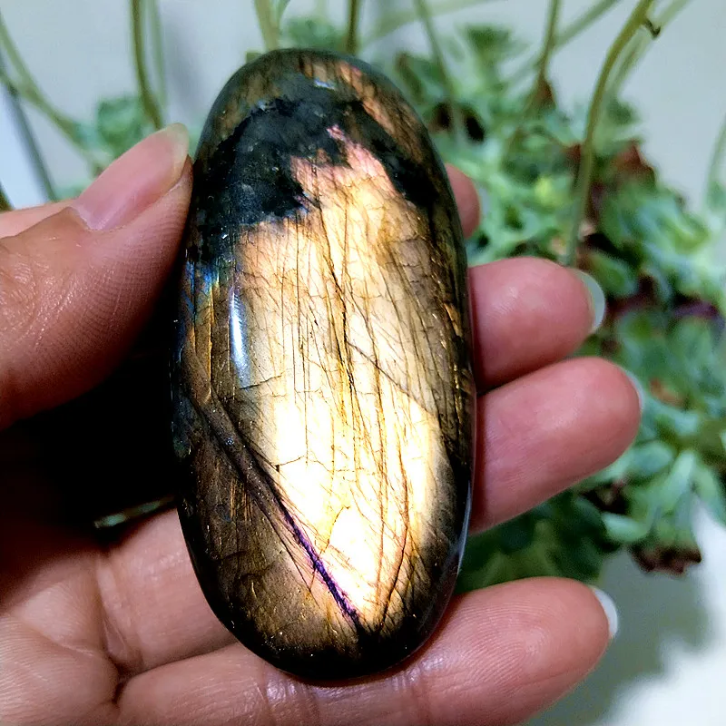 Natural Stones Labradorit Golden Guardian Palm Stone Spiritual Meditation Healing Yoga Exercise Feng Shui Crystal Room Ornaments view 6