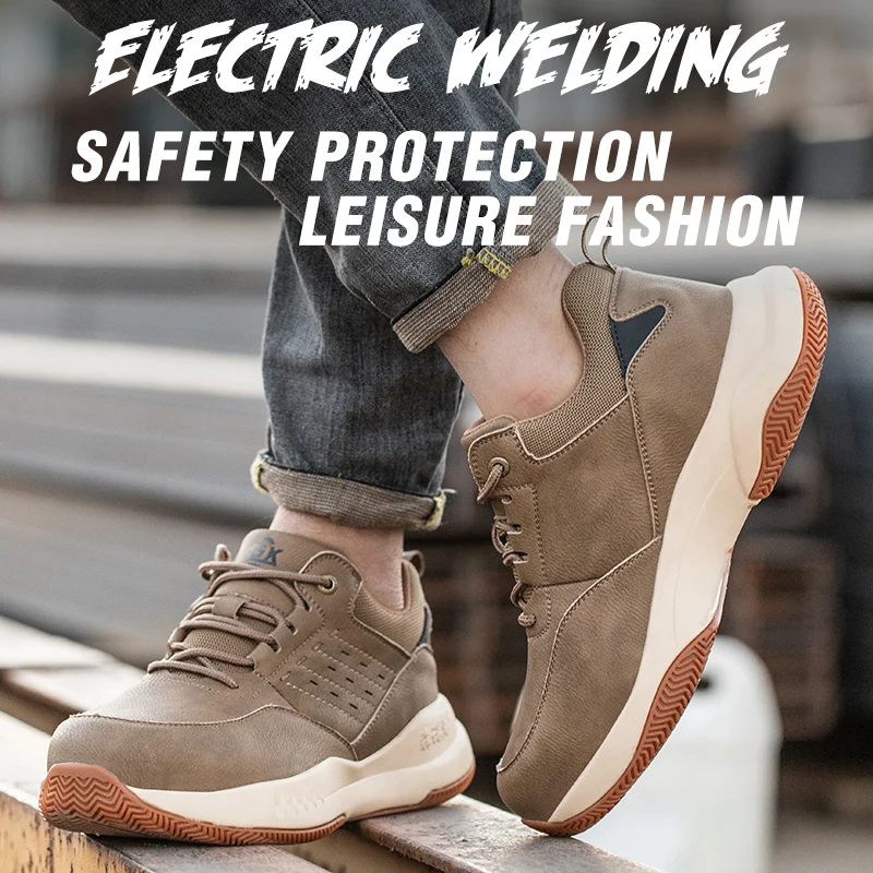 Zapatos de seguridad para hombre, zapatillas de trabajo ligeras con punta de acero, tenis de seguridad industrial