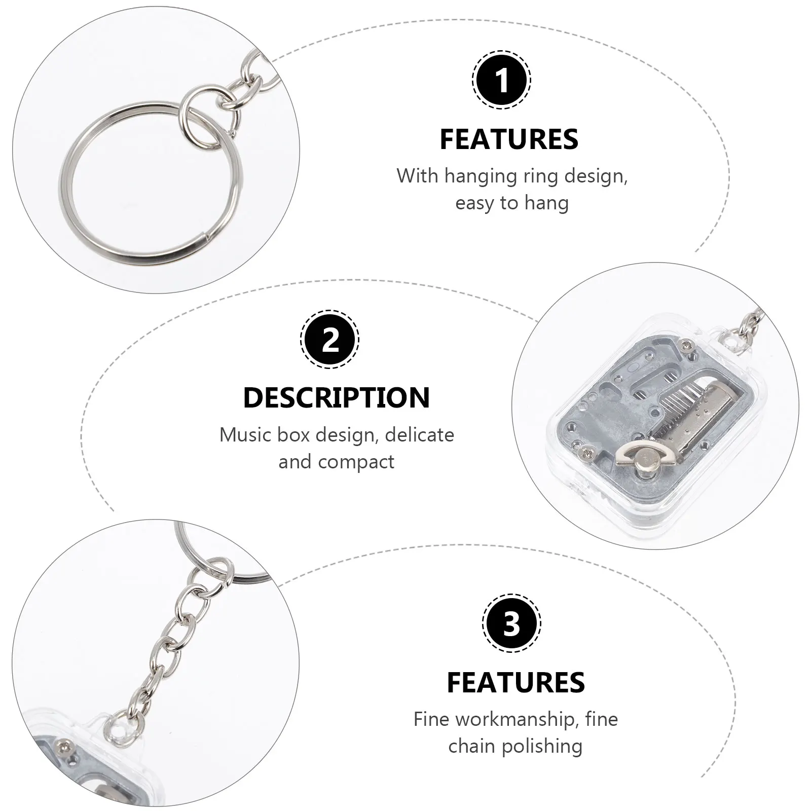 

Creative Mini Square Music Box Keychain Unique Key Ring Holder Decorative Bag Pendant Fine Craftsmanship Music Box Keychain