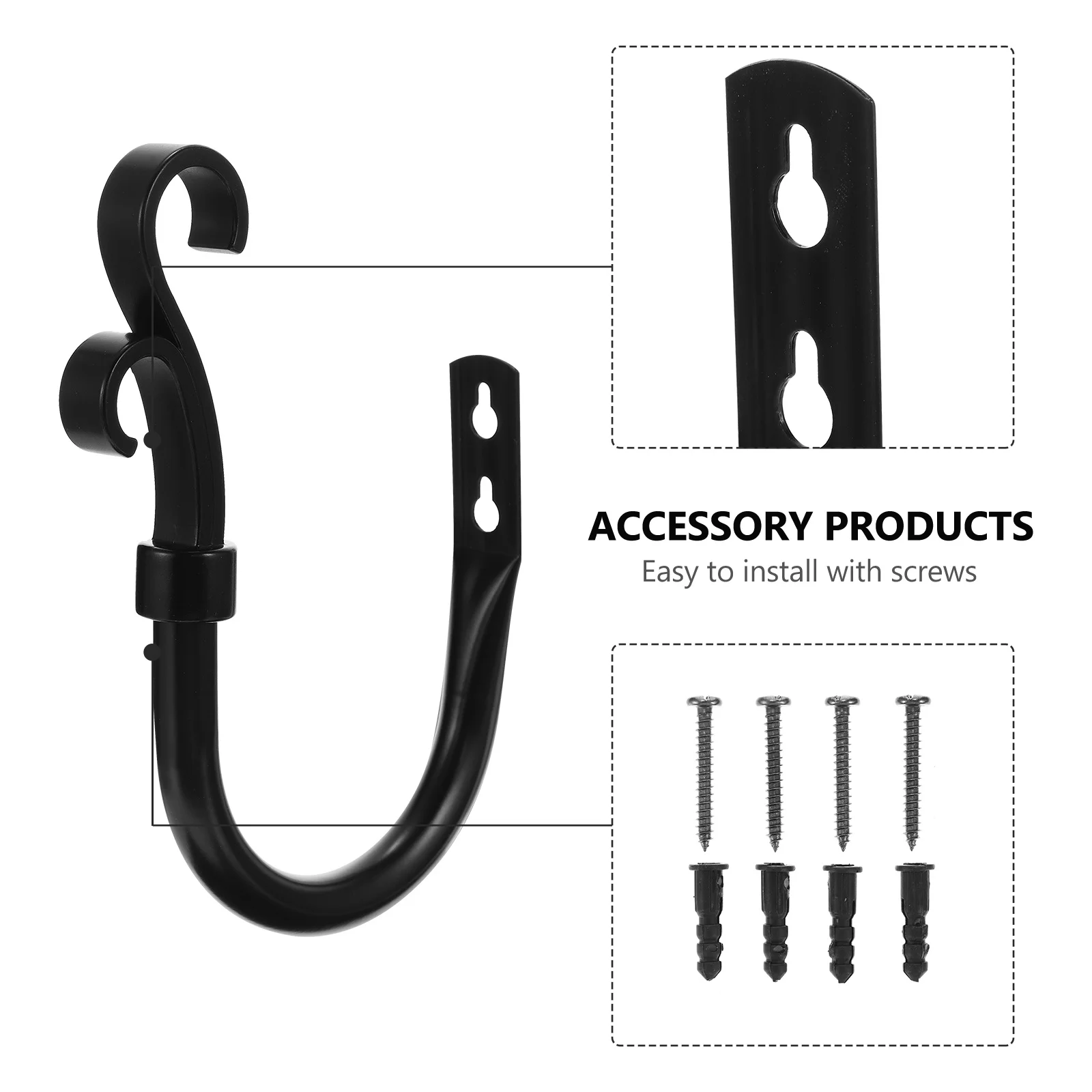 

2Pcs Iron Curtain Holdbacks Wall Hooks Tiebacks Decorative Heavy Duty for Curtains Coats Towels Curtain Holders